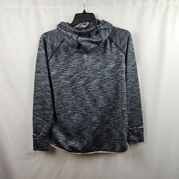 GAP Fit Orbit Fleece Hooded Sweatshirt High Neck Dark Gray Size M Reflective - Picture 2 of 4